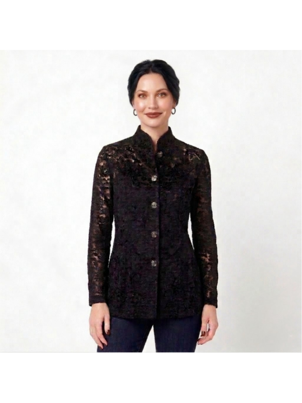 David Benjamin Vintage Sheer Black Lace Shell Free Blouse - Size 6
